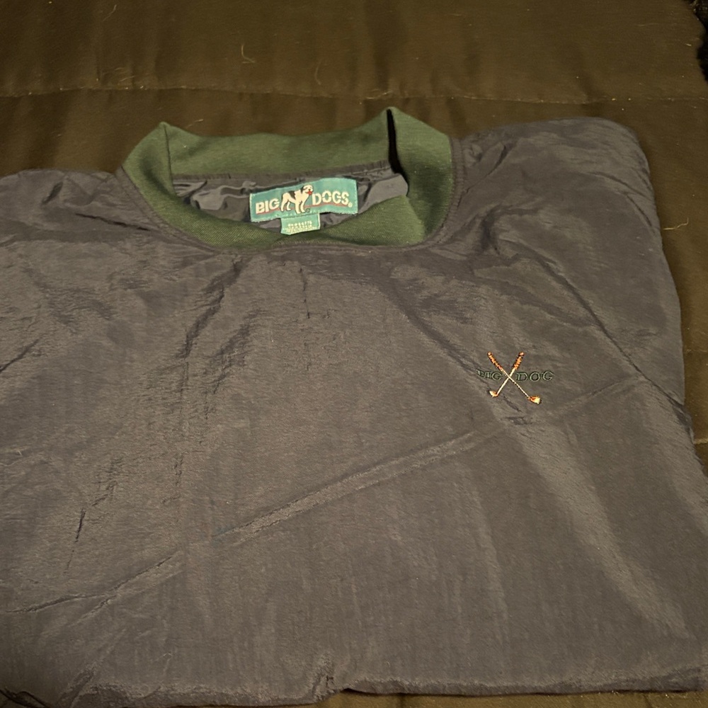Big Dogs Charcoal Pullover with Forest Green Collar